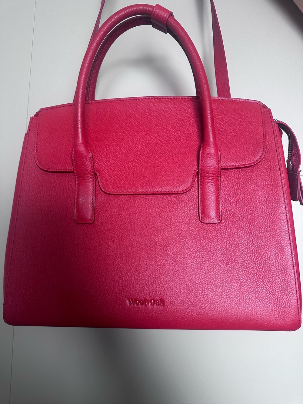 Wool & oak convertible backpack pebbled red leather